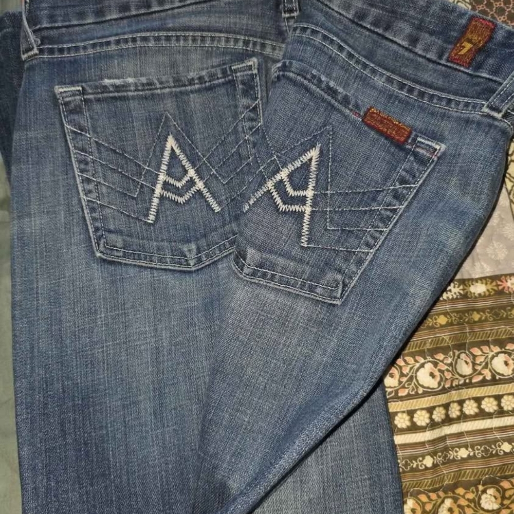 7 For All Mankind Blue Boot Cut Jeans